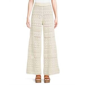 NEW KLD. SIGNATURE crochet pattern pull on pants in beige